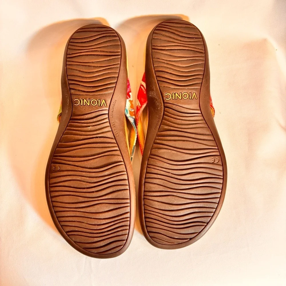 VIONIC Sz 10 Rest Bella II Floral Slip On Slides Flip Flops Orthotic Footbed - Picture 6 of 9
